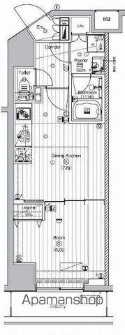 PREMIUM CUBE代々木上原(1DK/2階)の間取り写真