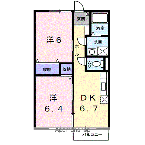 レスポワールⅠ(2DK/2階)の間取り写真