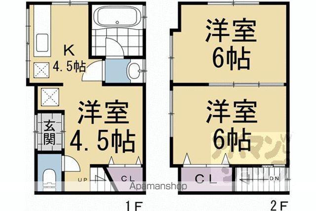 近鉄京都線 伏見駅(京都) 徒歩6分 1階建 築52年(2LDK)の間取り写真