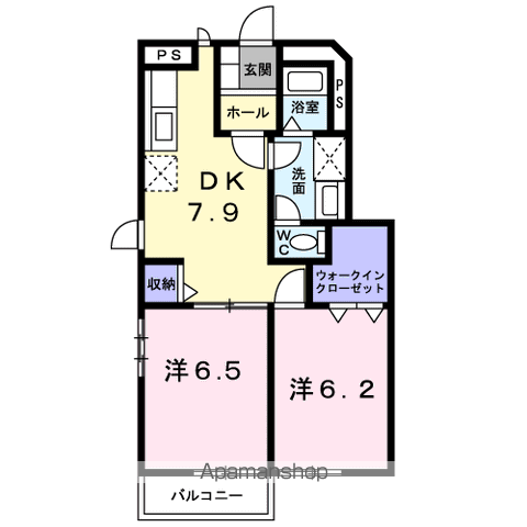 キッシングラミ-A(2DK/1階)の間取り写真