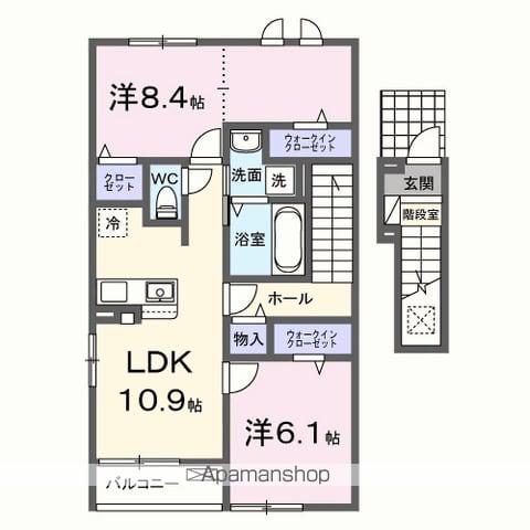 グランビスタ初月(2LDK/2階)の間取り写真