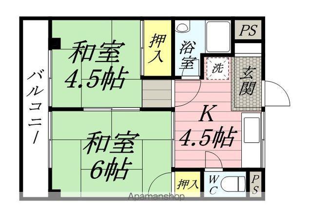 汐入ビル(2K/4階)の間取り写真