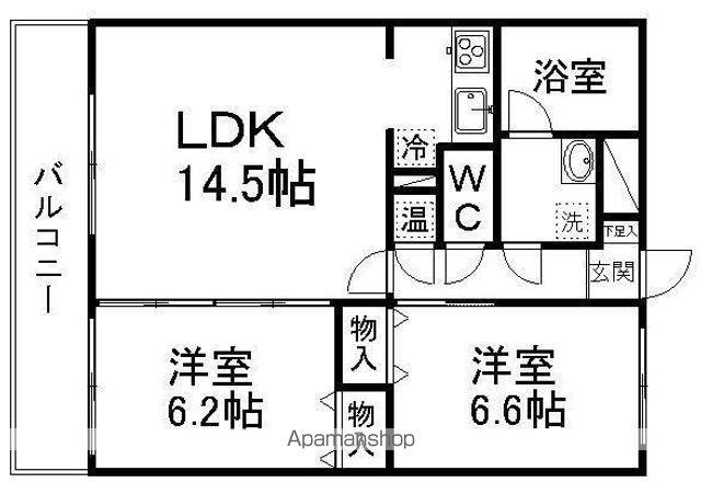 グラン・ドミール成田(2LDK/1階)の間取り写真