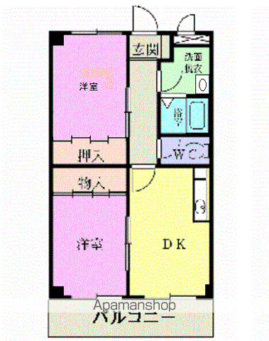 ニューマリッチTD・Ⅰ(2DK/3階)の間取り写真