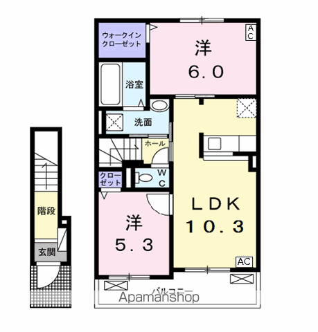 ビッグ フラップⅡ(2LDK/2階)の間取り写真