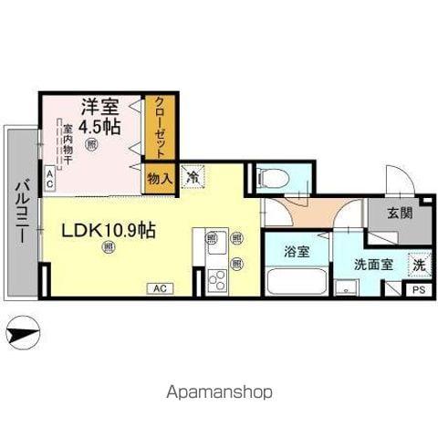 セレノアールB(1LDK/2階)の間取り写真