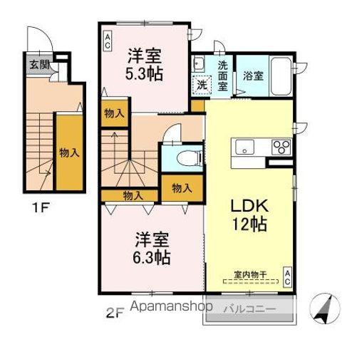 アムール(2LDK/2階)の間取り写真