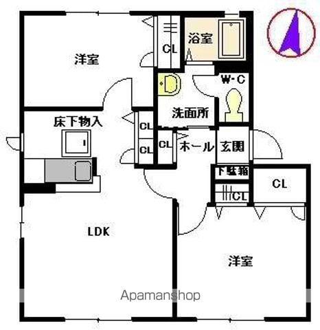 エトワールA棟(2LDK/1階)の間取り写真