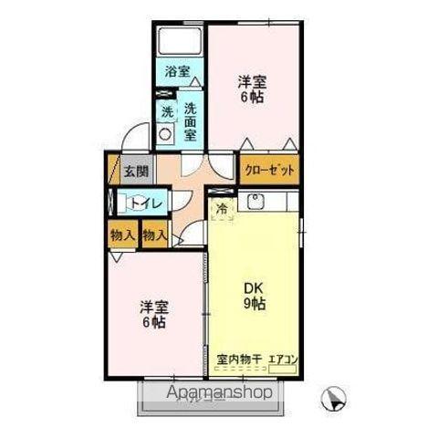 カプチーノE(2DK/2階)の間取り写真