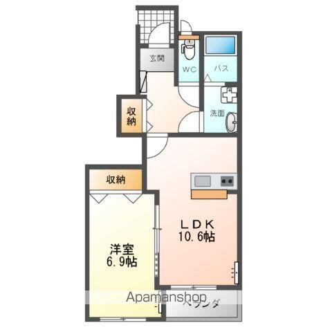 セゾン・ヴィラージュ(1LDK/1階)の間取り写真