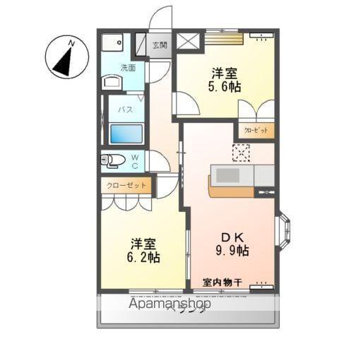 ロイヤルガーデン(2DK/1階)の間取り写真