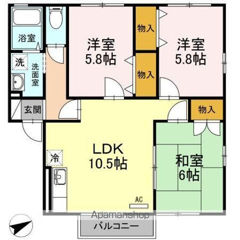 セジュール島田C棟(3LDK/2階)の間取り写真