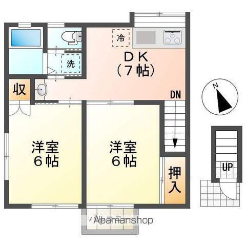 ルーミー桜ヶ丘12号館(2DK/2階)の間取り写真