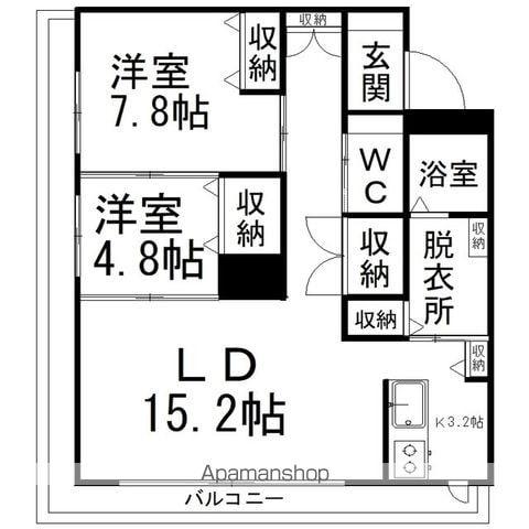 MOTTOたくま宿(2LDK/8階)の間取り写真