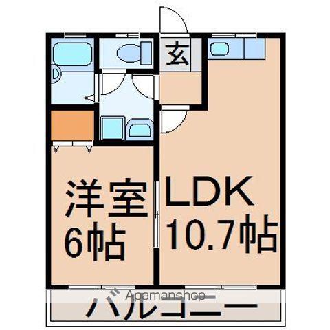メゾン杉の木(1LDK/1階)の間取り写真