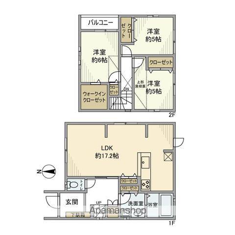 京福北野線 北野白梅町駅 バス乗車時間：4分 小松原児童公園前バス停で下車 徒歩13分 2階建 築9年(3LDK)の間取り写真