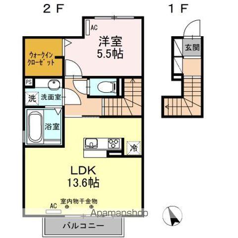 ルミエール(1LDK/2階)の間取り写真