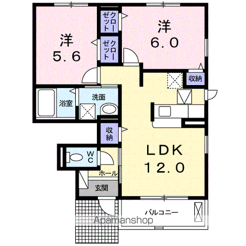 グレイスヴィラⅢ(2LDK/1階)の間取り写真