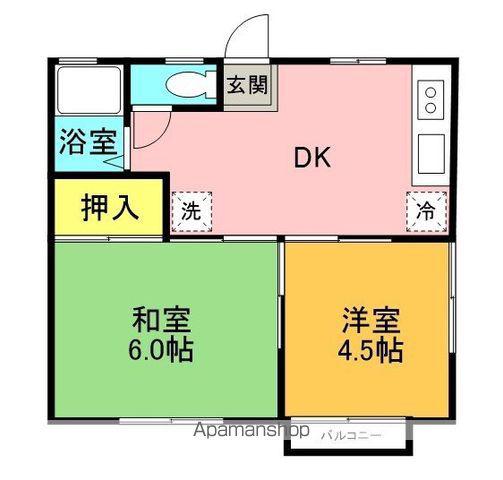 吉田ハイツ(2DK/1階)の間取り写真