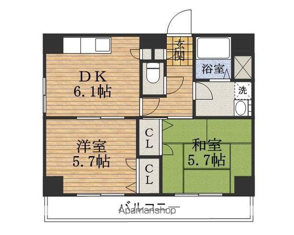 第2マンション アトラス(2DK/4階)の間取り写真