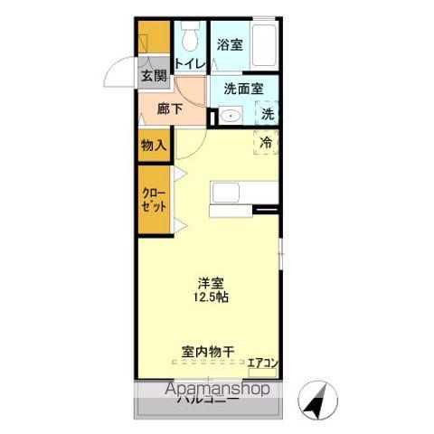 ベルテサクラ(ワンルーム/2階)の間取り写真