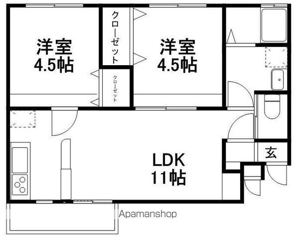 ブロッサム A棟(2LDK/2階)の間取り写真