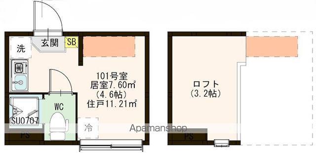 グランときわ台(ワンルーム/1階)の間取り写真