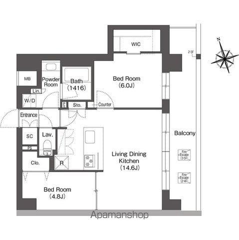 ルーウェ東大泉(2LDK/2階)の間取り写真