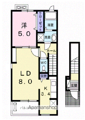 ドムス・メルヴェーユ(1LDK/2階)の間取り写真