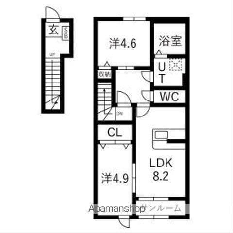 ヴィルヌーヴⅢ(2LDK/2階)の間取り写真
