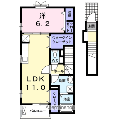 サーレ・学園前Ⅱ(1LDK/2階)の間取り写真