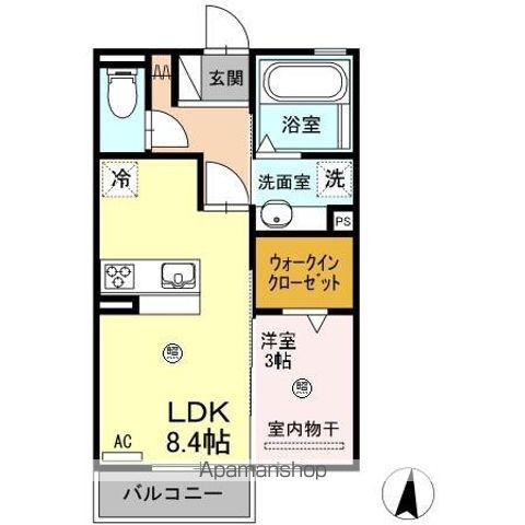 名鉄各務原線 各務原市役所前駅 バス乗車時間：7分 ふれあいバス　入会町３丁目バスバス停で下車 徒歩4分 2階建 築10年(1LDK/2階)の間取り写真