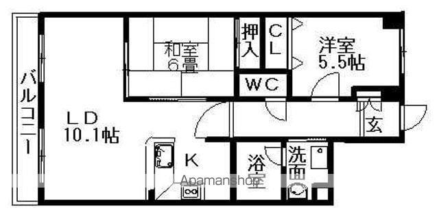 アソシア高社(2LDK/2階)の間取り写真