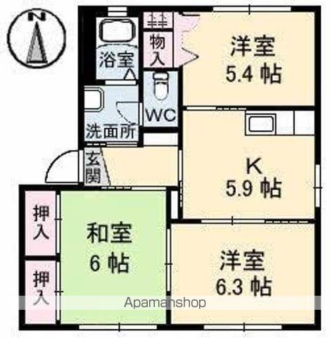 ドリームハイツKEN 1・2・3棟(3K/1階)の間取り写真