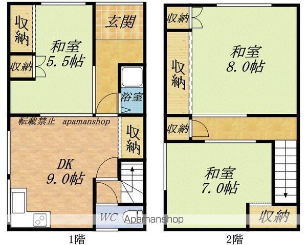 函館本線 小樽駅 バス乗車時間：10分 手宮バス停で下車 徒歩1分 2階建 築62年(3DK)の間取り写真
