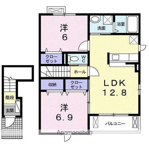 クリスタルF(2LDK/2階)の間取り写真