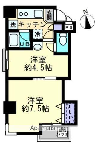 シティホワイト(2K/2階)の間取り写真