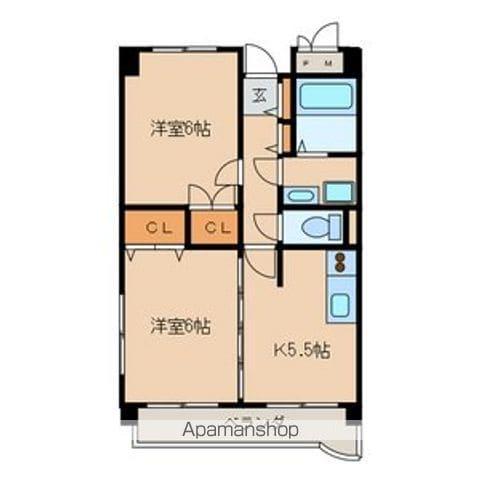 ヴァンコーポ大赤見(2K/2階)の間取り写真