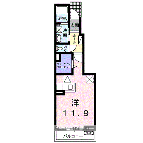 ラフレシール A(ワンルーム/1階)の間取り写真