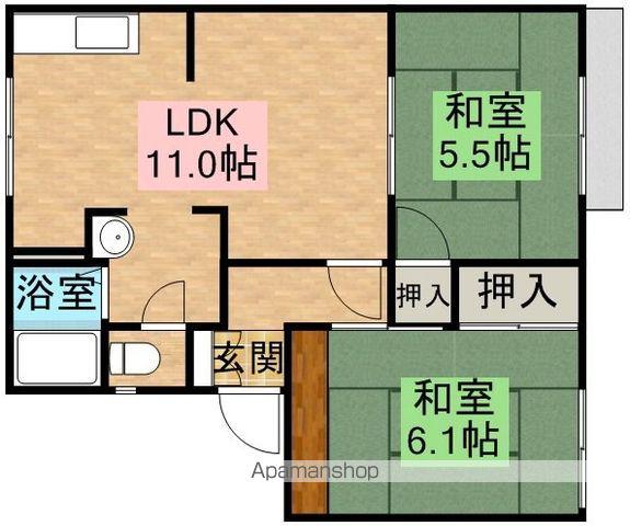 ファミール森(2LDK/1階)の間取り写真