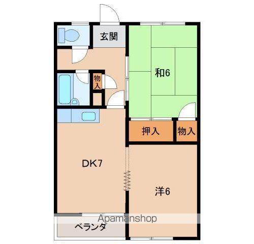 ロイヤルプラザ(2DK/2階)の間取り写真