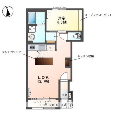 遠見塚2丁目アパート(1LDK/1階)の間取り写真