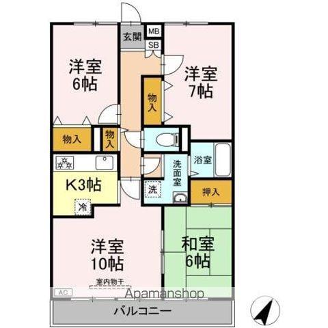 ブライトンパーク(3LDK/3階)の間取り写真