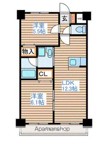 ヘリオスIZUMI(2DK/3階)の間取り写真