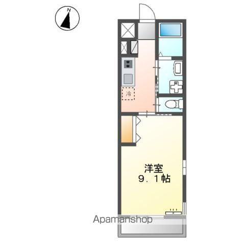 ルミナス西の土居(1K/2階)の間取り写真