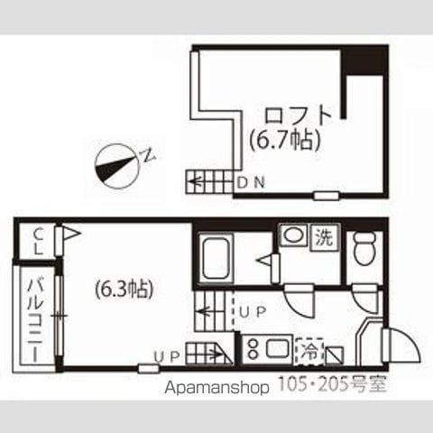 ハーモニーテラス川名町Ⅱ(1K/1階)の間取り写真
