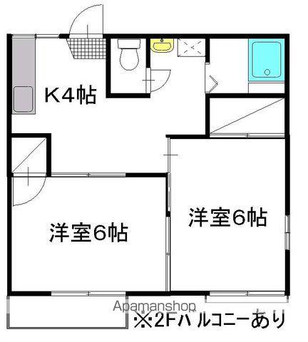 グリーンハイツ B棟(2K/1階)の間取り写真