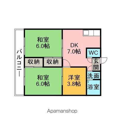 南根ハイツ(3DK/1階)の間取り写真