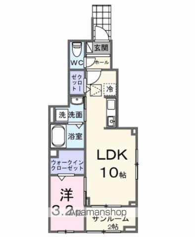 ユア グレイス城町(1LDK/1階)の間取り写真