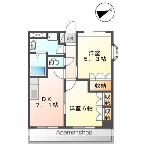 ディアハイムひたち野(2DK/2階)の間取り写真